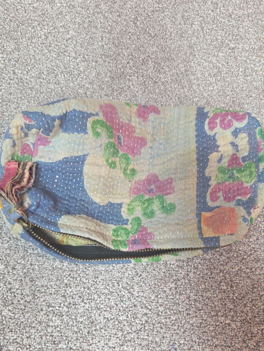 Blue Floral Kantha Pouch #83